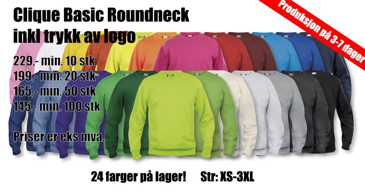 Clique Basic Roundneck Collegegenser med trykk