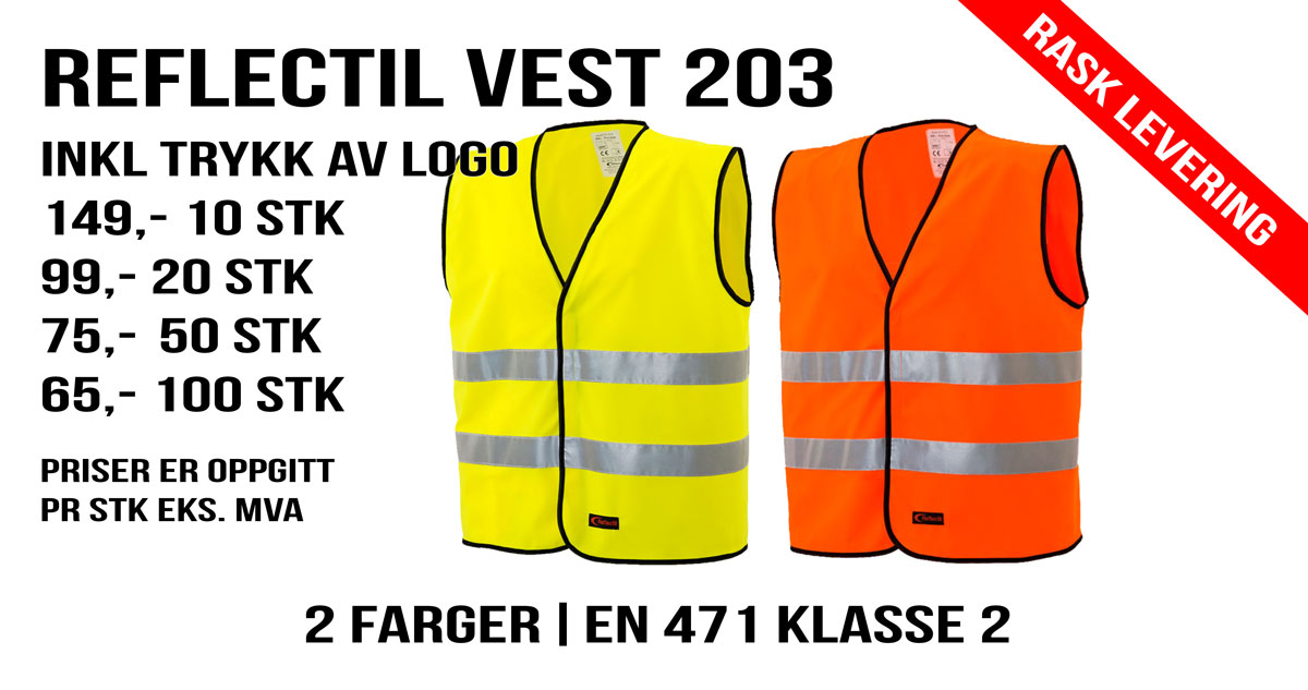 Refleksvest med trykk voksen Reflectil203