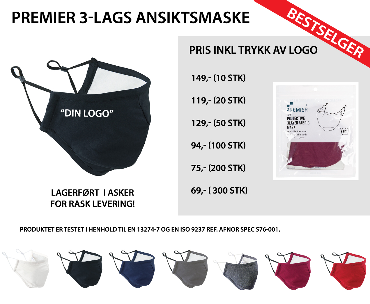 Ansiktsmaske med trykk banner med priser